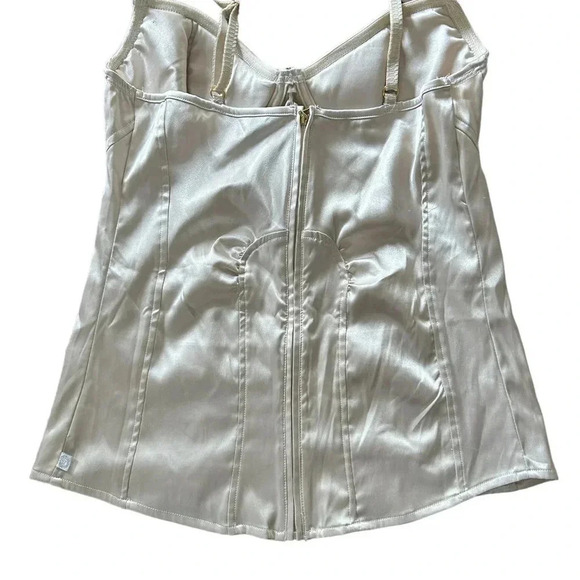 Vintage Foxy Jeans Cream Satin Corset Bustier • Sz L • Coquette Milk Maid Y2K - Picture 5 of 7